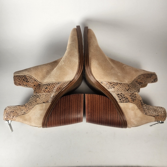 VINCE CAMUTO Women's Gannilla Suede Snake Skin Boot 6.5 Beige Leather Western - Picture 12 of 13